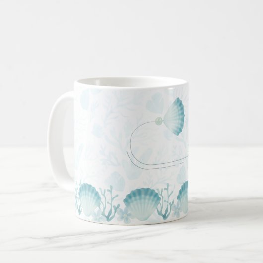 サマーパールの水彩オーシャンデザイン コーヒーマグカップ (正面左)