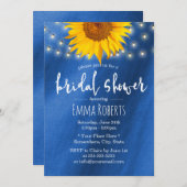 サマーヒマワリ王室のングブルーブライダルシャワー 招待状 (正面/裏面)
