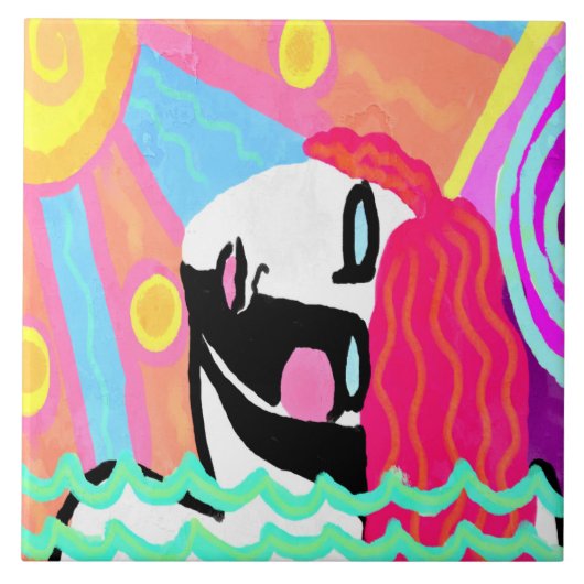 サマーヒート抽象芸術デジ絵画タル タイル (正面)