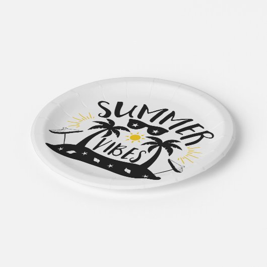 サマービブスパームツリーズビーチ結婚式パーティー ペーパープレート (アングル)