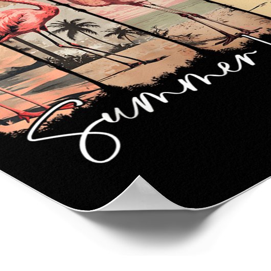 サマービベスビーチピンクフラミンゴパームツリーサマー ポスター (角)