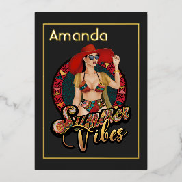 サマービベスビーチ誕生会 箔招待状