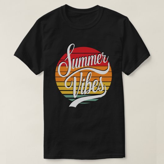 サマービベスレトロカラーズサンセットメンズ Tシャツ (デザイン正面)