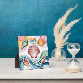 サマービベスレトロビーチイラストレーション フォトプラーク