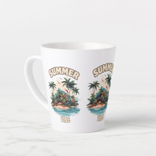 サマービベトロピカルアイランドイラストレーション カフェラテマグ (左アングル)