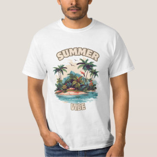 サマービベトロピカルアイランドイラストレーション Tシャツ