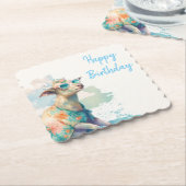 サマービーズウォーターカラーヤギ – ハッピーバースデー ペーパーコースター (アングル)