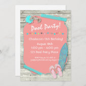 サマービーチをテーマにしたパーティー 招待状 (正面/裏面)