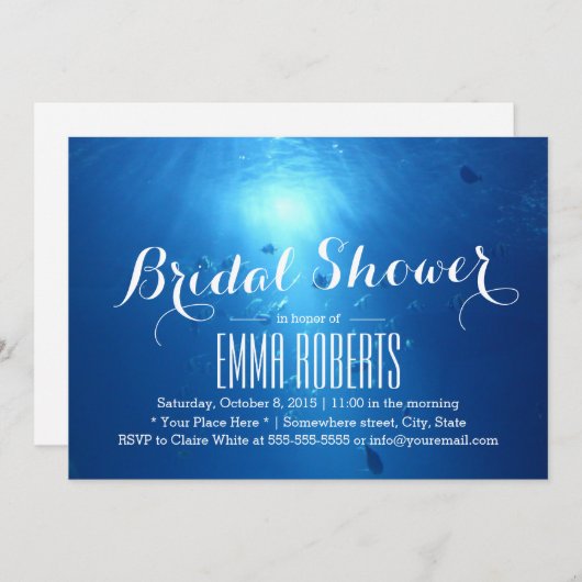 サマービーチアンダーシーブライダルシャワー 招待状 (正面/裏面)