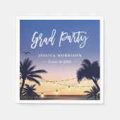 サマービーチサンセットパームツリー卒業パーティー スタンダードカクテルナプキン (正面)