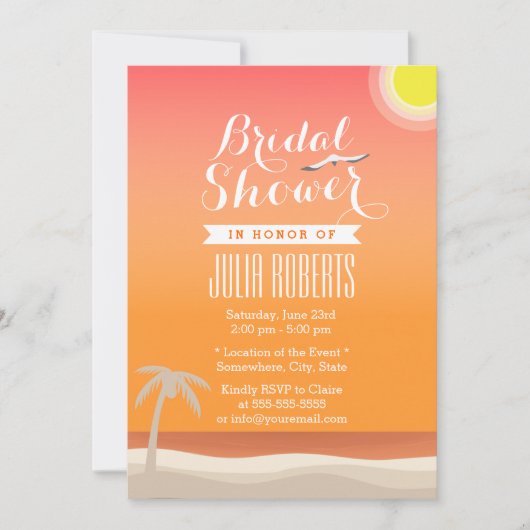 サマービーチサンセットブライダルシャワー 招待状 (正面)