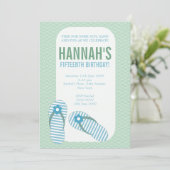 サマービーチサンダルパーティーガールズ誕生日招待状 招待状 (スタンド正面)