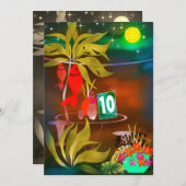 サマービーチシーカフェバーカクテルパーティーナイトモー 招待状 (正面/裏面)