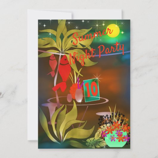 サマービーチシーカフェバーカクテルパーティーナイトモー 招待状 (正面)