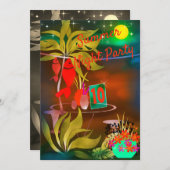 サマービーチシーカフェバーカクテルパーティーナイトモー 招待状 (正面/裏面)