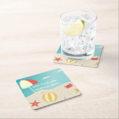 サマービーチシーサイドホリデーカスタム文字 スクエアペーパーコースター (インサイチュ)