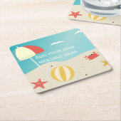 サマービーチシーサイドホリデーカスタム文字 スクエアペーパーコースター (アングル)