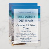 サマービーチシーシェルブルースウィート16誕生日 招待状 (正面/裏面)