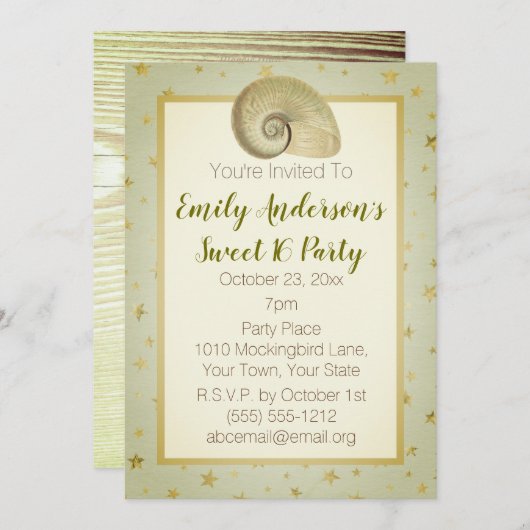 サマービーチシーシェ素朴ルウッドスウィート16 招待状 (正面/裏面)