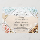 サマービーチスターフィッシュシーシェル結婚ズお祝い 招待状 (正面/裏面)