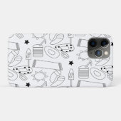 サマービーチテーマのアウトライン柄  Case-Mate iPhoneケース (裏面(横))