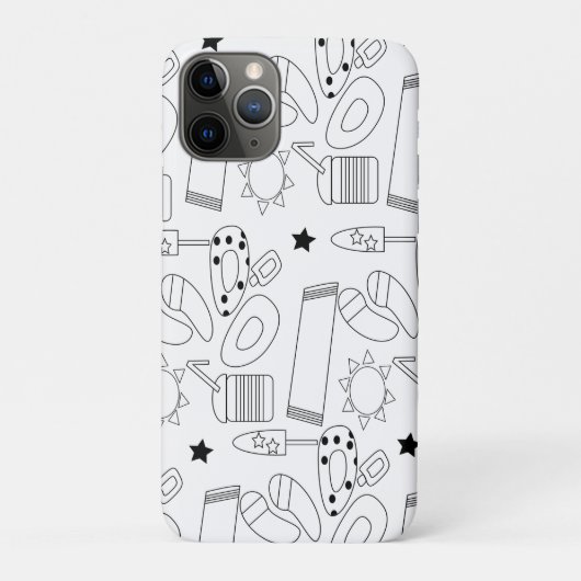 サマービーチテーマのアウトライン柄  Case-Mate iPhoneケース (裏)