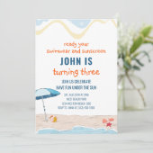 サマービーチテーマの誕生日招待状 招待状 (スタンド正面)