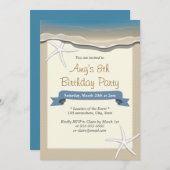 サマービーチテーマヒトデ誕生日招待状 招待状 (正面/裏面)