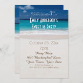 サマービーチテーマブルースウィート16誕生日 招待状 (正面/裏面)