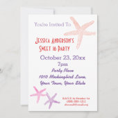 サマービーチトロピカルヒトデ甘い16誕生日 招待状 (正面)