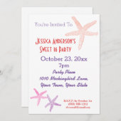 サマービーチトロピカルヒトデ甘い16誕生日 招待状 (正面/裏面)