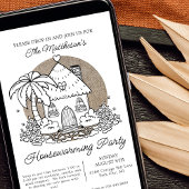 サマービーチハウスドロップイン引っ越し祝いパーティーパーティー 招待状