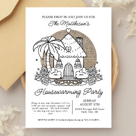 サマービーチハウスドロップイン引っ越し祝いパーティーパーティー 招待状