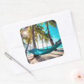 サマービーチハンモック海バケーションパームツリーズ スクエアシール (封筒)