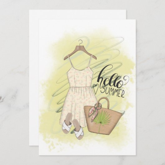 サマービーチバケーションバースデーパーティーの招待 招待状 (正面/裏面)