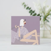 サマービーチバーベファッションイラストレーションカード 招待状 (スタンド正面)