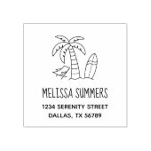 サマービーチパームサーフボードアドレス ラバースタンプ (インプリント)