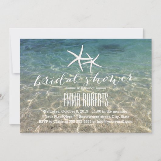 サマービーチヒトデブライダルシャワー 招待状 (正面)