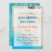 サマービーチヒトデ熱帯性甘い16誕生日 招待状 (正面/裏面)