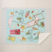 サマービーチビーズオンブルー シェルパブランケット (正面(横))