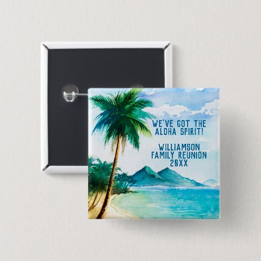 サマービーチファミリー懇親会アロハギャザリング 缶バッジ (正面&裏面)