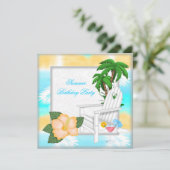 サマービーチプールカクテル誕生日パーティー 招待状 (スタンド正面)