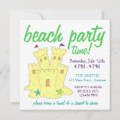 サマービーチプールパーティーサンドキャッスルヒトデ 招待状 (正面)