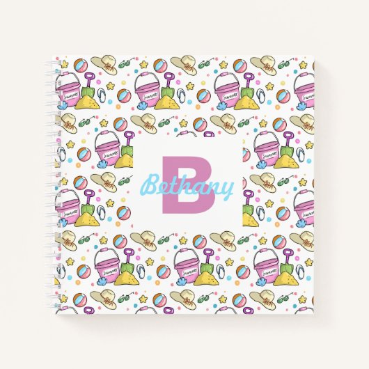 サマービーチホリデードードルズパーソナライズされたホリデー ノートブック (正面)