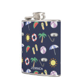 サマービーチホリデーブルーパターパーソナライズされたン フラスク (左)