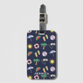 サマービーチホリデーブルーパターパーソナライズされたン ラゲッジタグ (正面縦)