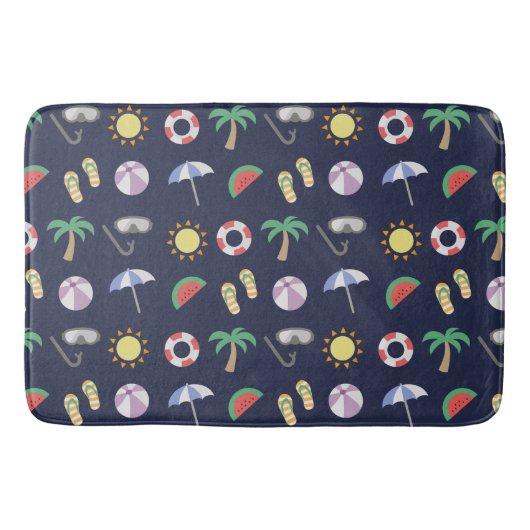 サマービーチホリデーブルーパターン バスマット (正面)