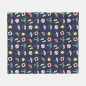 サマービーチホリデーブルーパターン フリースブランケット (正面(横))