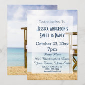 サマービーチライフガードブルースイート16誕生日 招待状 (正面/裏面)