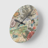 サマービーチヴィンテージレトビクトリアンロ ラウンド壁時計 (傾斜)